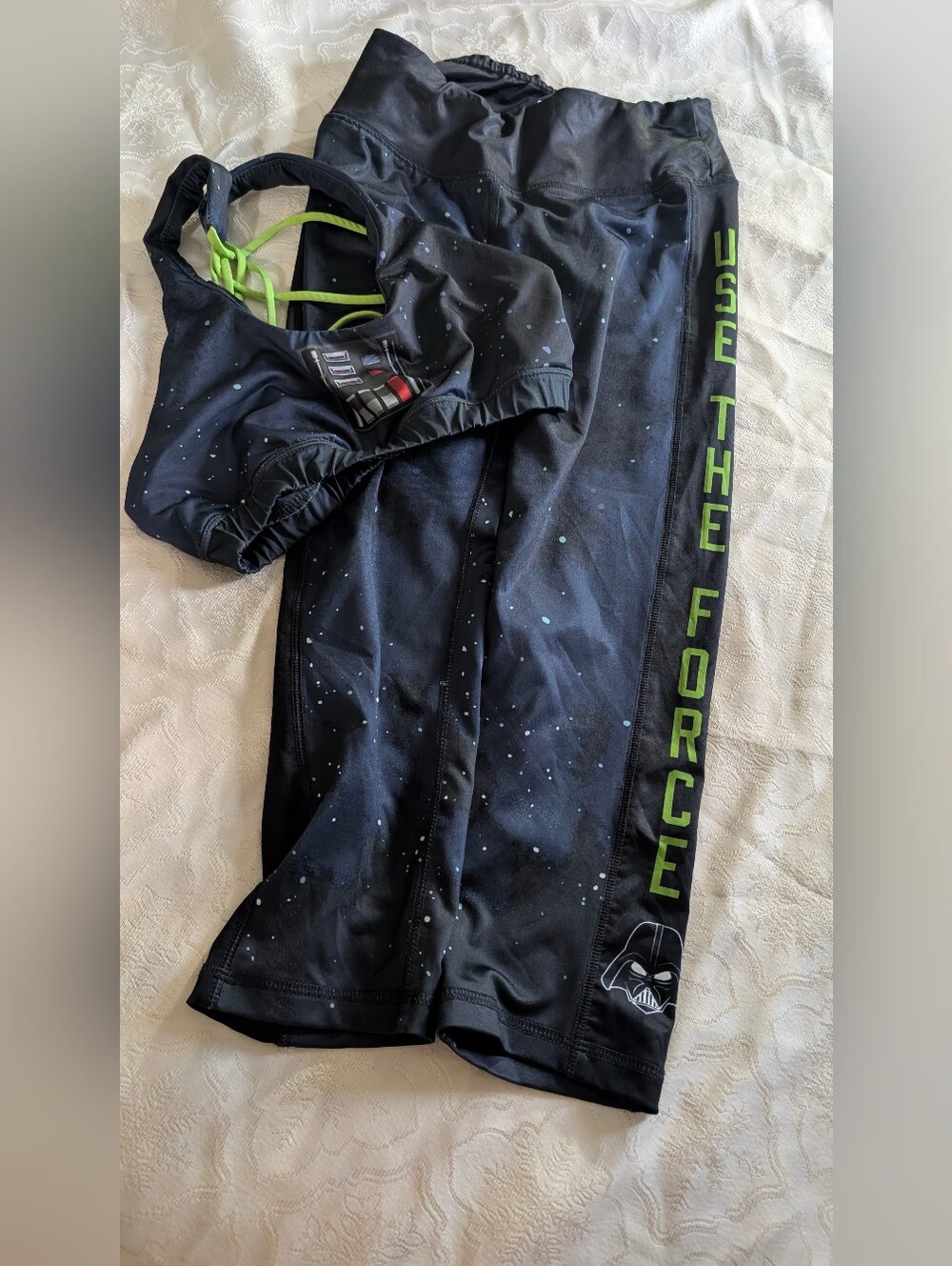 Star Wars Black Jogger Pants with Neon Green 'USE THE FORCE' Side Text